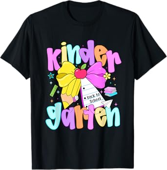 Preppy Kindergarten Back To School Kinder Teacher Girl Kid T-Shirt