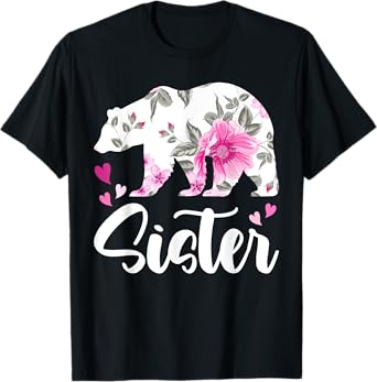 Floral Sister Bear Matching Family Bear, Sister Bear T-Shirt