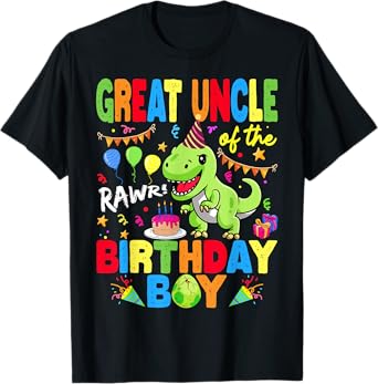Great Uncle Of The Birthday Boy Dinosaur T-Rex RAWR T-Shirt
