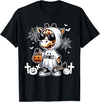 Ghost Halloween Giraffe Sunglasses Cosplay Boo Ghost Lover T-Shirt