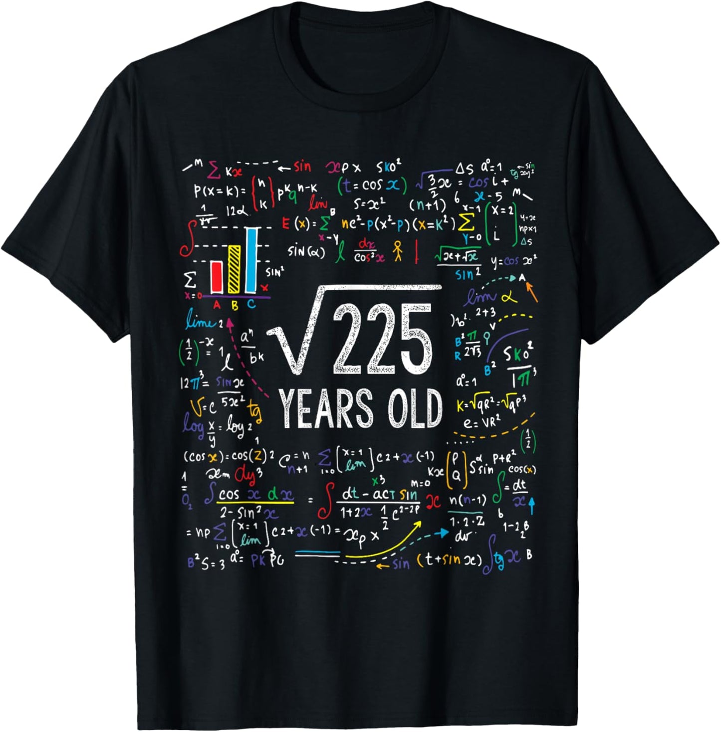 Square Root Of 225 15th Birthday 15 Year Old Gifts Math Bday T-Shirt