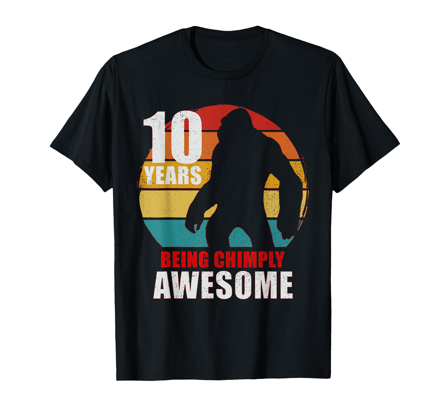 10 Years Old Being Chimply Awesome 10th Birthday Monkey T-Shirt