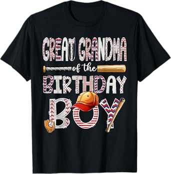 Great Grandma Of The Birthday Boy Baseball Player Birthday T-Shirt