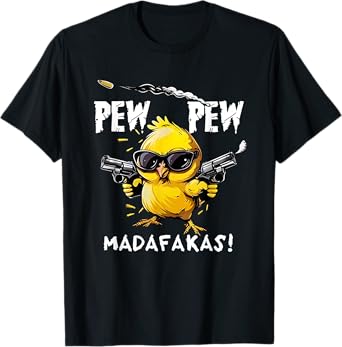 Bird Print Relax Fit Sweatshirt Unisex-Adults T-Shirt Black Small Pew Pew Madafakas Funny Chicken Rooster Bird Sarcasm Joke Irony Gift Recipients
