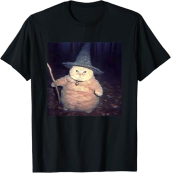 Vintage Witch Cat Peekaboo Halloween Funny Cat Meme Weird T-Shirt