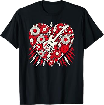 Rock N Roll Music Heart Valentine Rock Music Womens Mens T-Shirt