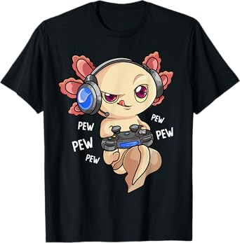 Gaming Axolotl Shirt Kids Boys Gamers - Kawaii Video Game T-Shirt