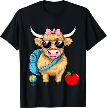 Highland Cow Teacher Back to School Cute Cow Farm Western T-Shirt