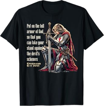 Templar Women Knight Christian Bible Verse Saying Lord T-Shirt