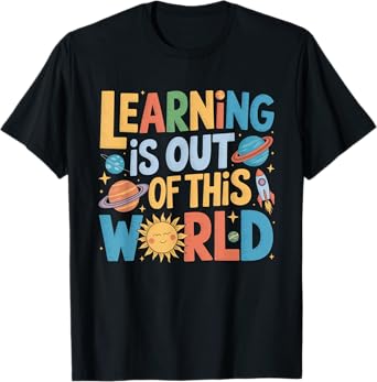 Learning is Out Of This World Space Teacher Cute Groovy T-Shirt