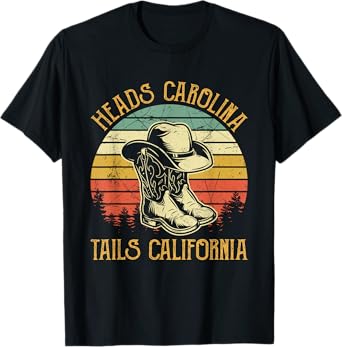 Heads Carolina Tail California Western Cowgirl Country Music T-Shirt