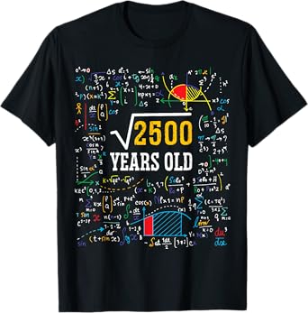 Square Root of 2500 Men Women 50 Years Old 50th Birthday T-Shirt