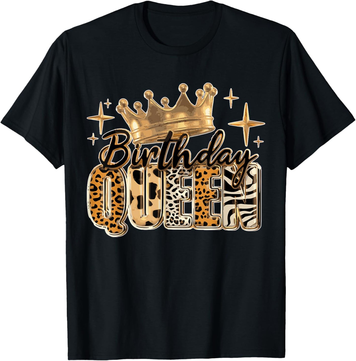 Birthday Queen Golden Crown American Afro Girls Women party T-Shirt