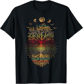 Phases of the Moon Retro 60's 70's Vibe Tree of Life T-Shirt