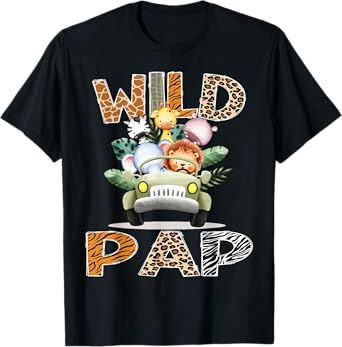 Wild Pap Safari Jungle Animals 1st Birthday Truck T-Shirt