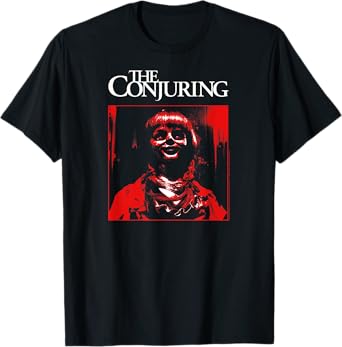 The Conjuring Red Annabelle Photo with Logo Horror Movie T-Shirt