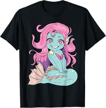 Pastel Goth Mermaid Shirt Kawaii Zombie Mermaid Cute Witchy T-Shirt