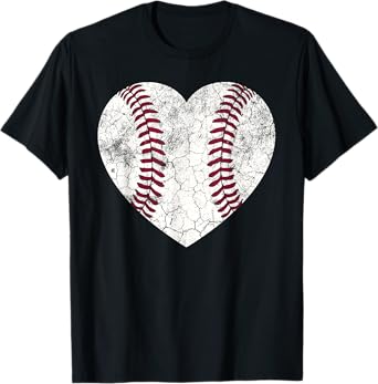 Baseball Heart Shirt Cute Mom Dad Men Women Softball Gift T-Shirt