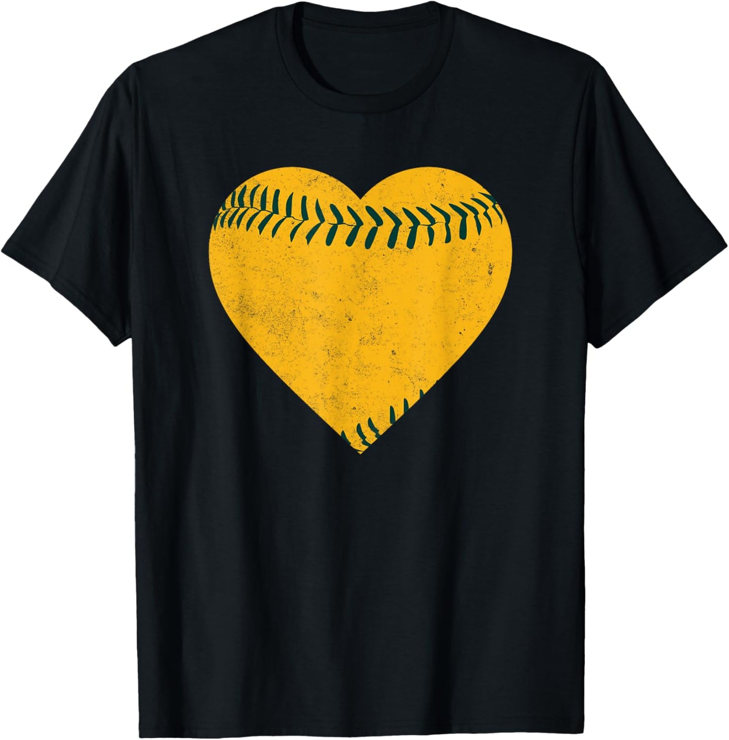 Vintage Gold and Green Baseball Heart T-Shirt