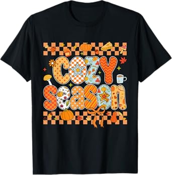 Preppy Cozy Season Fall Vibes Thanksgiving Halloween Autumn T-Shirt