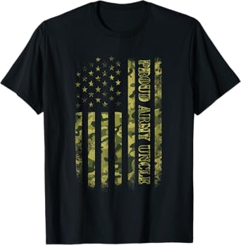 Proud Army Uncle Shirt American Flag Camouflage Military Men T-Shirt