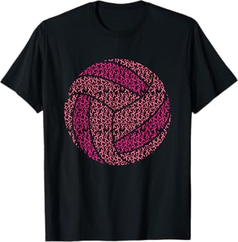 Pink Out Breast Cancer Awareness Pink Ribbon Volleyball Ball T-Shirt