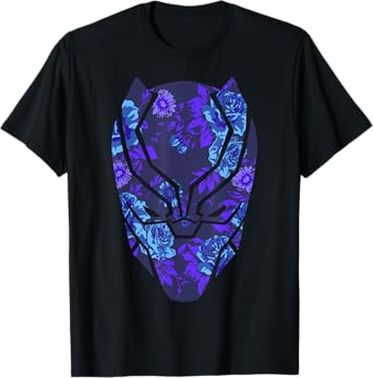 Marvel Avengers Black Panther Floral Mask Short Sleeve T-Shirt