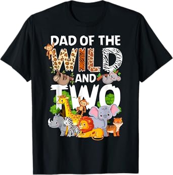 Dad Of The Wild Two Zoo 2nd Birthday Safari Jungle Animal T-Shirt