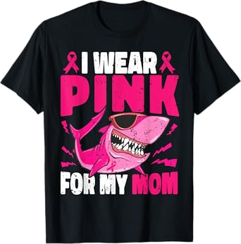 Shark I Wear Pink For My Mom Breast Cancer Awareness Boys T-Shirt