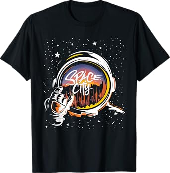 Lovely Houston Last Name Cartoon Retro Art Lovers Space City T-Shirt