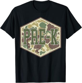 Camo Team Pre K Preschool Back To School Teacher Kids Boys T-Shirt