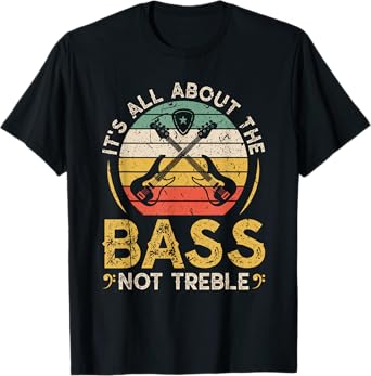 It's All About The Bass, Retro Electric Bass Guitar Players T-Shirt