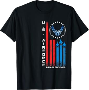 Proud Brother US Air Force Military USA Flag T-Shirt for Women Kids Men
