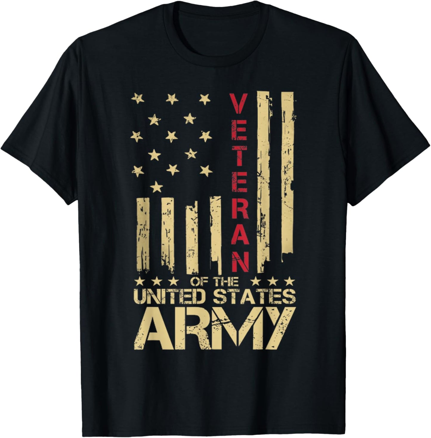 Patriotic U.S Army Veteran Red Line American Flag Vintage Distressed Design T-Shirt