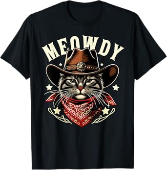 Cat Cowboy Funny Mashup Meowdy Western Country Music Cat T-Shirt