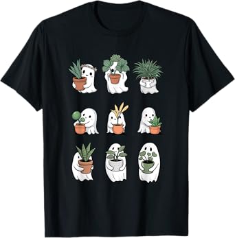 Ghost Plant Lady Halloween Ghostly Gardening Lovers Plant T-Shirt