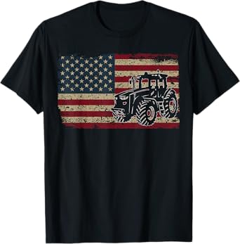 Proud USA Farmer Shirt Men Women Farm Tractors USA Flag Patriotic Farming Gift T-Shirt