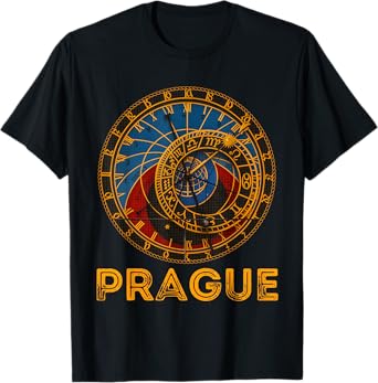 Prague Czech Republic Souvenir Astronomical Clock Prague T-Shirt