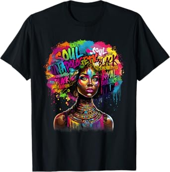 Juneteenth Black Womens Queen Afro African Melanin Dripping T-Shirt