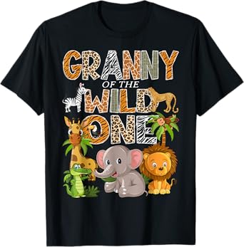 Granny Of The Wild One 1St Birthday Boy Safari Jungle Animal T-Shirt
