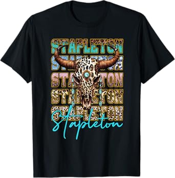 Stapleton Longhorn Southern Western Last Name 80s 90s Style T-Shirt