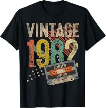 Vintage 1982 43rd Birthday Gifts For Men Women 43 Year Old T-Shirt