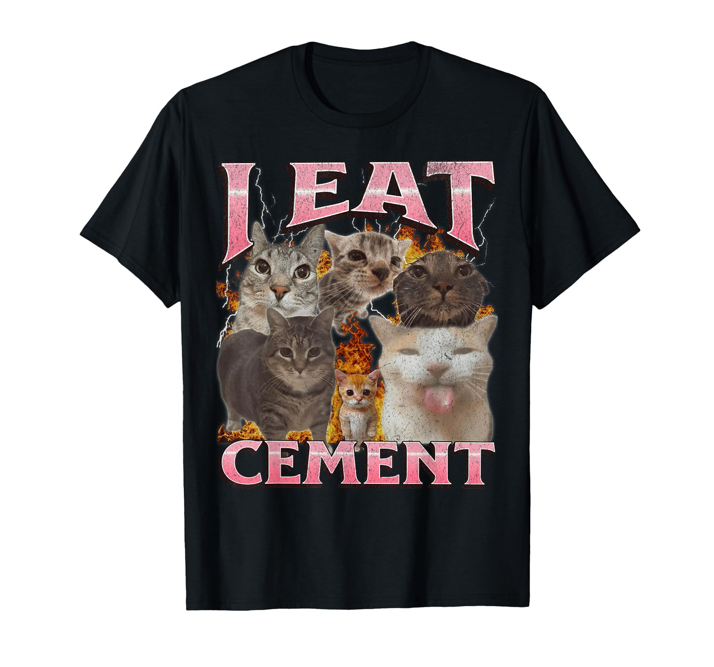 I Eat Cement Funny Cat Meme Bootleg Graphic T-Shirt