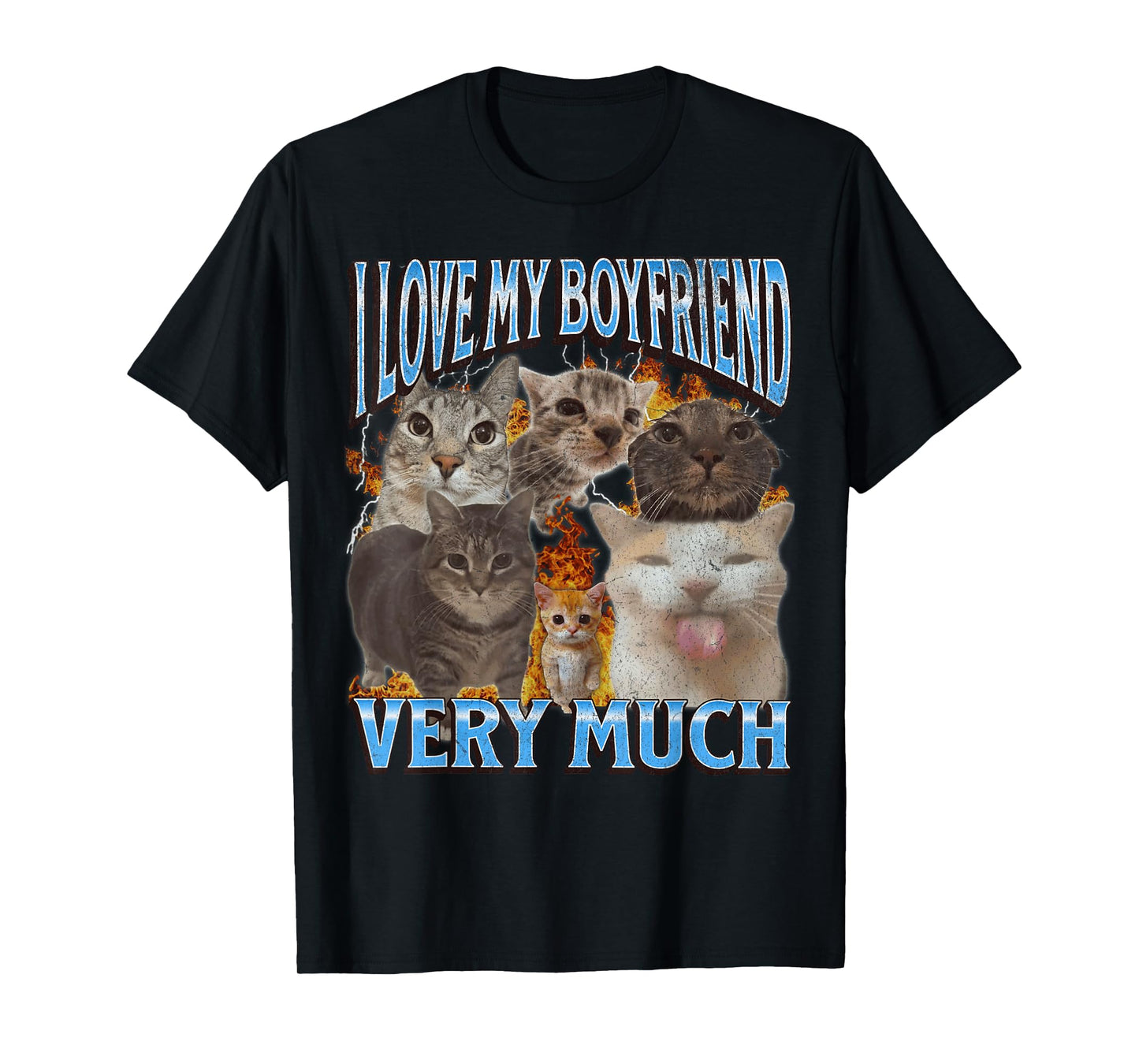 My Boyfriend Funny Cat Meme Bootleg Graphic T-Shirt