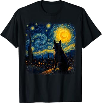 Wolf Starry Night Van Gogh Art Funny Gifts For Men Women Kid T-Shirt