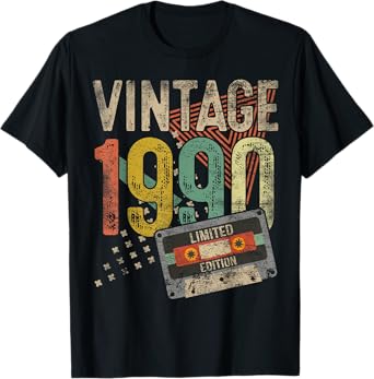 Vintage 1990 35th Birthday Gifts For Men Women 35 Year Old T-Shirt