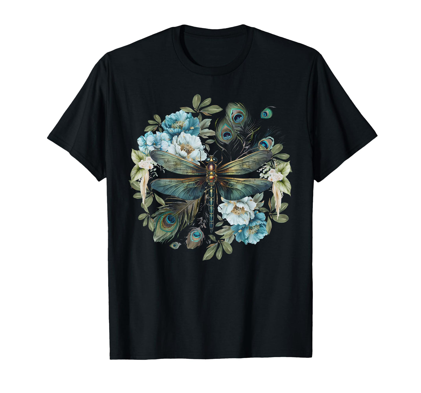 Dragonfly Dark Academia Insect Bug Flower Nature Goblincore T-Shirt