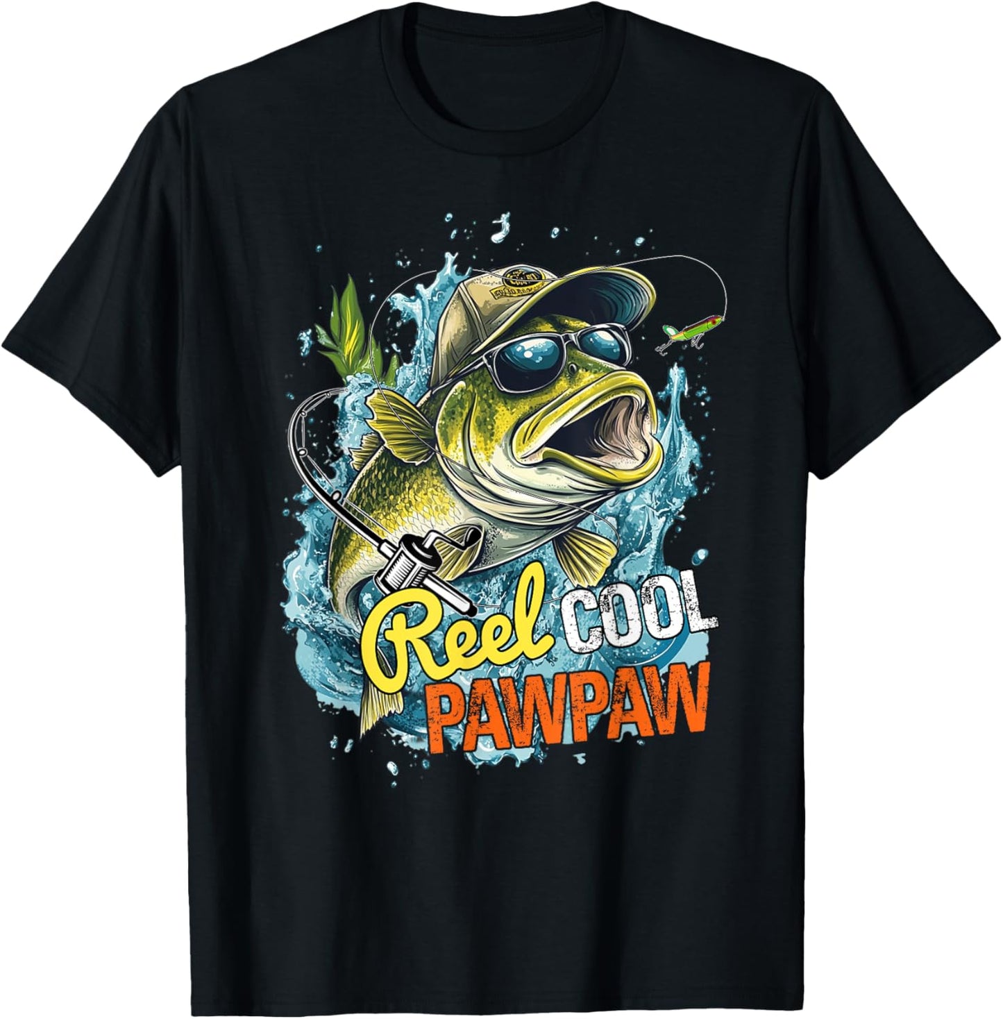 Mens Funny Fathers Day Vintage Fishing Reel Cool Pawpaw T-Shirt