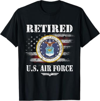 Retired US Air Force Veteran Shirt USAF Veteran Flag Vintage T-Shirt