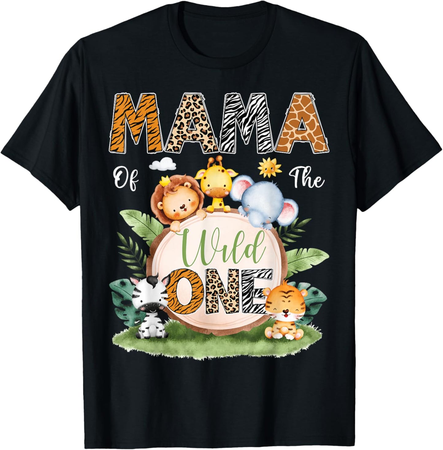Mama Of The Wild One 1St Birthday Kids Safari Jungle T-Shirt